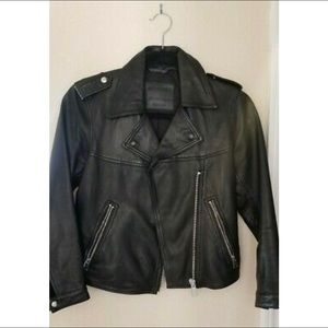 All Saints cropped leather jacket size us0